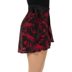 Youth Red Foliage Georgette Wrap Ice Skating Skirt