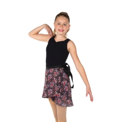Youth Tiny Flowers Georgette Wrap Ice Skating Skirt