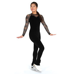 Ladies Glitter Lace Ice Skating Catsuit 
