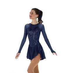 Jerrys Sequins & Satin Ladies Ice Skating Dress: Navy Blue